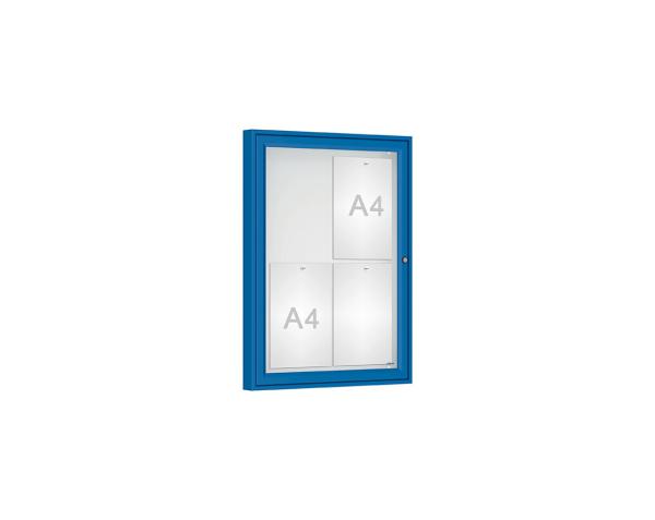 Schaukasten Klassik Farbe:RAL 5010|Verglasung:Securitglas|Abmessungen:4 A4 - B 550 x H 750 mm