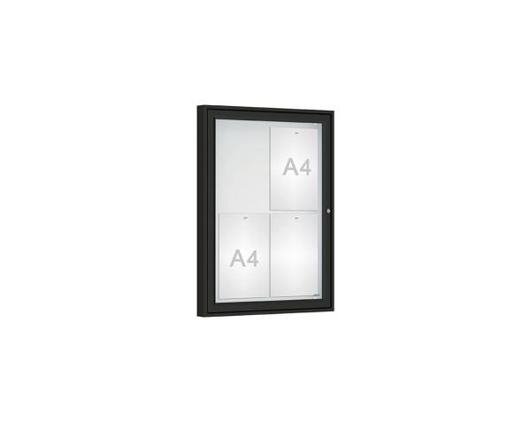 Schaukasten Klassik Farbe:RAL 9005|Verglasung:Securitglas|Abmessungen:4 A4 - B 550 x H 750 mm