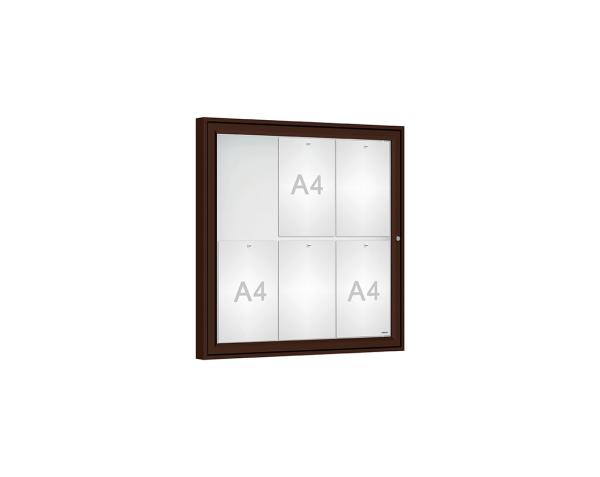 Schaukasten Klassik Farbe:RAL 8017|Verglasung:Securitglas|Abmessungen:6 A4 - B 750 x H 750 mm