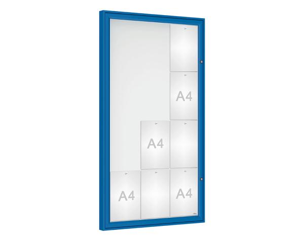 Schaukasten Klassik Farbe:RAL 5010|Verglasung:Securitglas|Abmessungen:12 A4 – B 750 x H 1350 mm