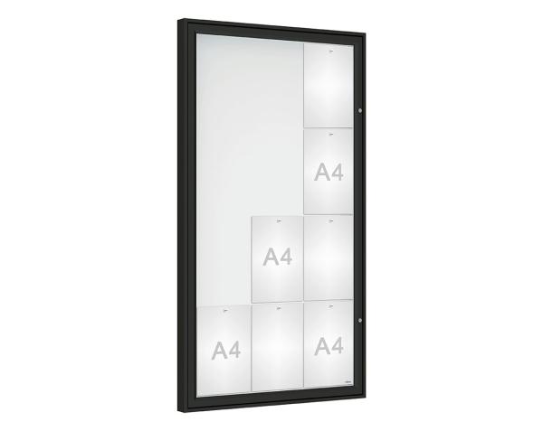 Schaukasten Klassik Farbe:RAL 9005|Verglasung:Securitglas|Abmessungen:12 A4 – B 750 x H 1350 mm