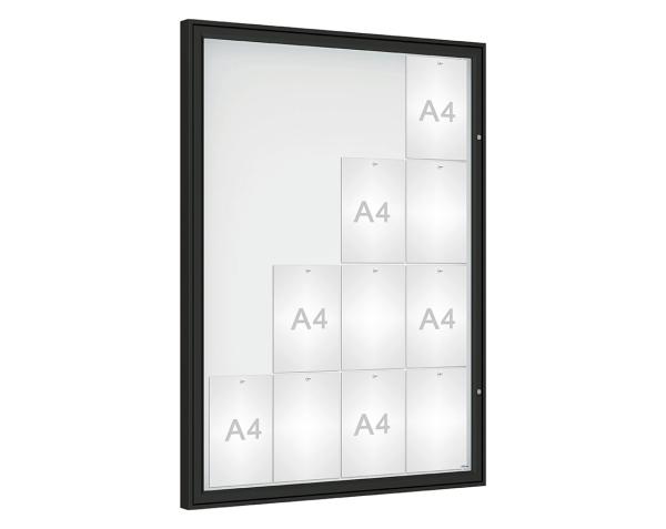Schaukasten Klassik Farbe:RAL 9005|Verglasung:Securitglas|Abmessungen:16 A4 – B 1000 x H 1350 mm