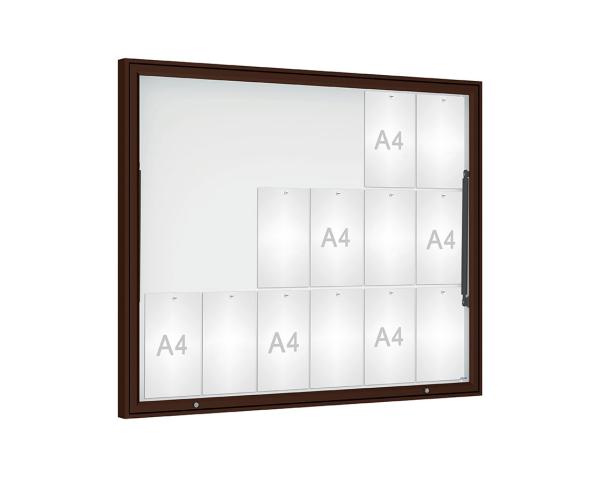 Schaukasten Klassik Farbe:RAL 8017|Verglasung:Securitglas|Abmessungen:18 A4 - B 1330 x H 1080 mm