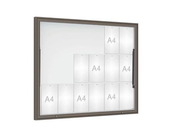 Schaukasten Klassik Farbe:Procity grau|Verglasung:Securitglas|Abmessungen:18 A4 - B 1330 x H 1080 mm