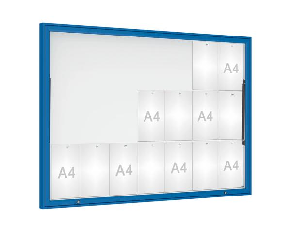 Schaukasten Klassik Farbe:RAL 5010|Verglasung:Securitglas|Abmessungen:21 A4 - B 1600 x H1130 mm