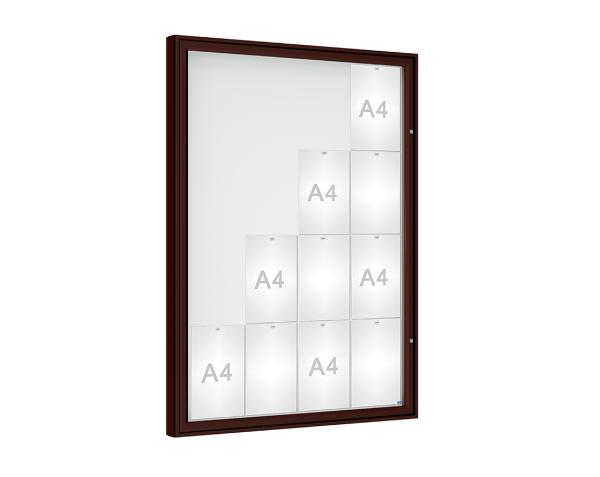 Schaukasten 1000 Farbe:RAL 8017|Verglasung:Plexichocs|Abmessungen:16 A4 – B 1000 x H 1350 mm