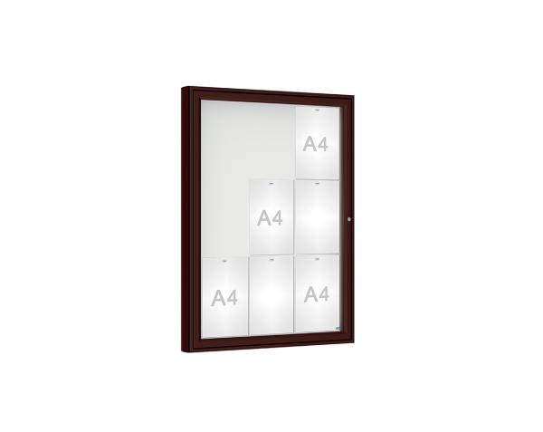 Schaukasten 1000 Farbe:RAL 8017|Verglasung:Plexichocs|Abmessungen:9 A4 - B 750 x H 1000 mm