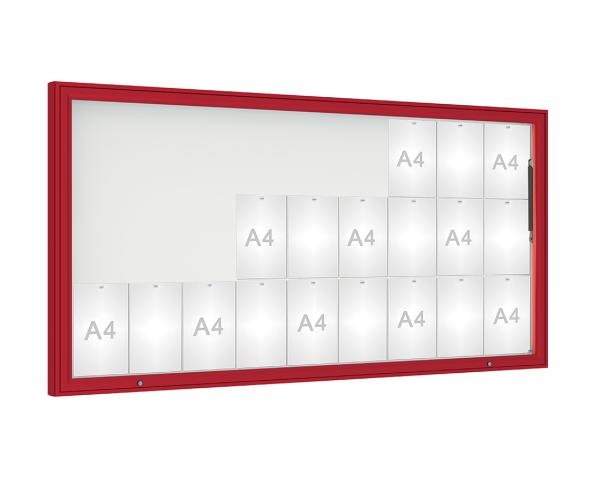 Schaukasten 1000 Farbe:RAL 3004|Verglasung:Plexichocs|Abmessungen:27 A4 - B 2010 x H 1000 mm