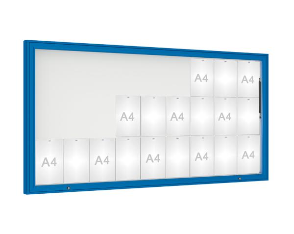 Schaukasten 1000 Farbe:RAL 5010|Verglasung:Plexichocs|Abmessungen:27 A4 - B 2010 x H 1000 mm