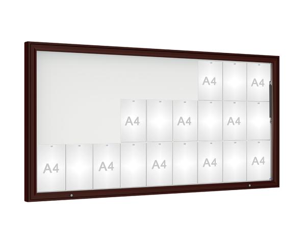 Schaukasten 1000 Farbe:RAL 8017|Verglasung:Plexichocs|Abmessungen:27 A4 - B 2010 x H 1000 mm