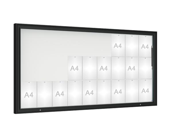 Schaukasten 1000 Farbe:RAL 9005|Verglasung:Plexichocs|Abmessungen:27 A4 - B 2010 x H 1000 mm