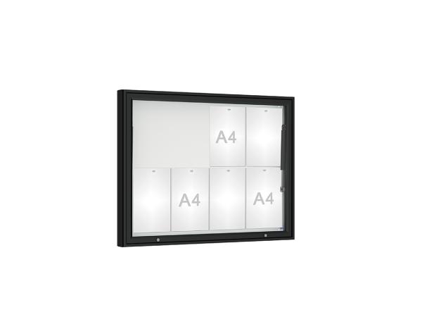 Schaukasten 1000 Farbe:RAL 9005|Verglasung:Plexichocs|Abmessungen:8 A4 - B 1000 x H 750 mm