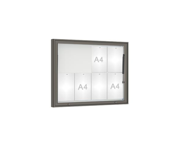 Schaukasten 1000 Farbe:Procity grau|Verglasung:Securitglas|Abmessungen:8 A4 - B 1000 x H 750 mm