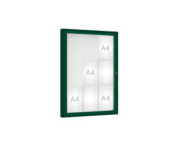 Schaukasten 1000 Farbe:RAL 6005|Verglasung:Securitglas|Abmessungen:9 A4 - B 750 x H 1000 mm