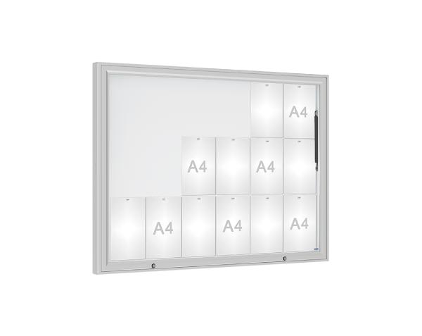 Schaukasten 1000 Farbe:Silber eloxiert|Verglasung:Securitglas|Abmessungen:18 A4 - B 1350 x H 1000 mm