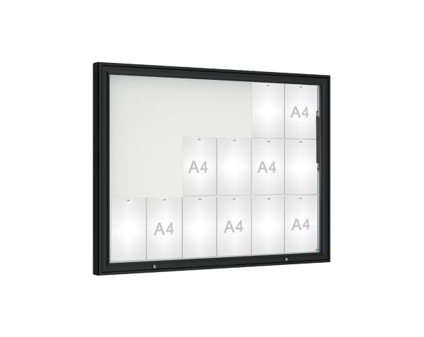Schaukasten 1000 Farbe:RAL 9005|Verglasung:Securitglas|Abmessungen:18 A4 - B 1350 x H 1000 mm