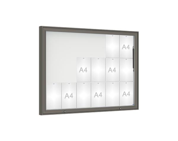 Schaukasten 1000 Farbe:Procity grau|Verglasung:Securitglas|Abmessungen:18 A4 - B 1350 x H 1000 mm