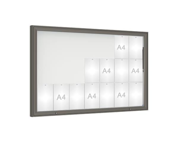 Schaukasten 1000 Farbe:Procity grau|Verglasung:Securitglas|Abmessungen:21 A4 - B 1600 x H 1000 mm