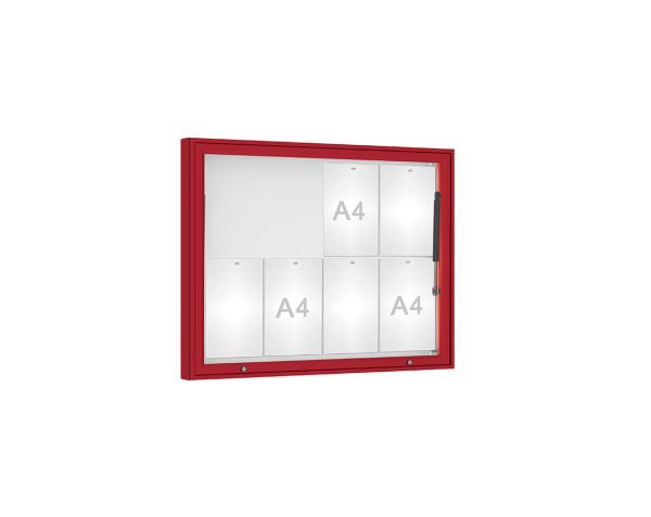 Schaukasten 1000 Farbe:RAL 3004|Verglasung:Securitglas|Abmessungen:8 A4 - B 1000 x H 750 mm