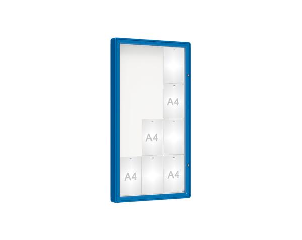 Schaukasten 2000 Farbe:RAL 5010|Verglasung:Plexichocs|Abmessungen:12 A4 - B 750 x H 1350 mm