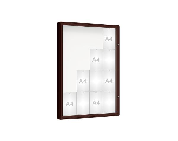 Schaukasten 2000 Farbe:RAL 8017|Verglasung:Plexichocs|Abmessungen:16 A4 - B 1000 x H 1350 mm