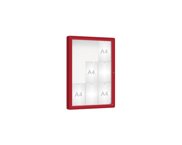 Schaukasten 2000 Farbe:RAL 3004|Verglasung:Plexichocs|Abmessungen:9 A4 - B 750 x H 1000 mm