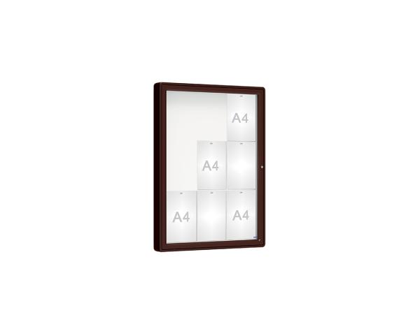 Schaukasten 2000 Farbe:RAL 8017|Verglasung:Plexichocs|Abmessungen:9 A4 - B 750 x H 1000 mm