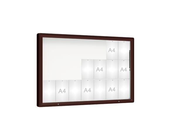 Schaukasten 2000 Farbe:RAL 8017|Verglasung:Plexichocs|Abmessungen:21 A4 - B 1600 x H 1000 mm