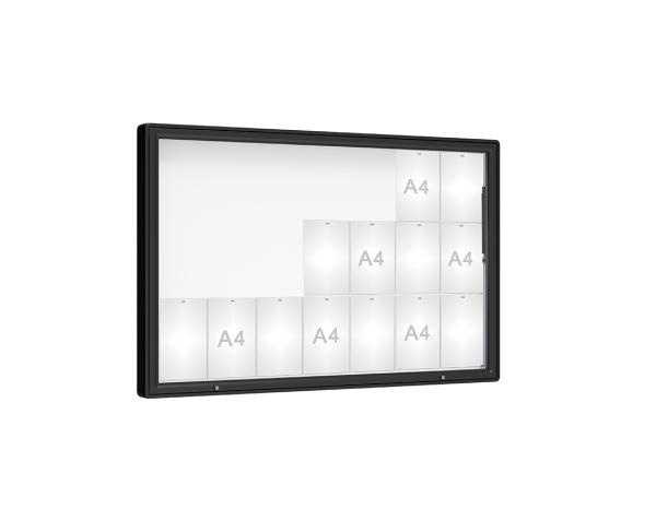Schaukasten 2000 Farbe:RAL 9005|Verglasung:Plexichocs|Abmessungen:21 A4 - B 1600 x H 1000 mm