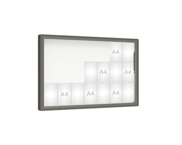 Schaukasten 2000 Farbe:Procity grau|Verglasung:Plexichocs|Abmessungen:21 A4 - B 1600 x H 1000 mm