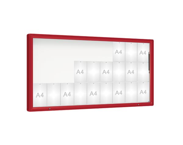 Schaukasten 2000 Farbe:RAL 3004|Verglasung:Plexichocs|Abmessungen:27 A4 - B 2010 x H 1000 mm