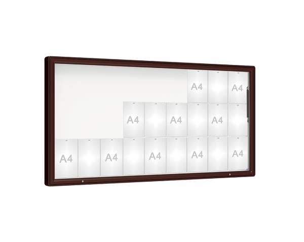 Schaukasten 2000 Farbe:RAL 8017|Verglasung:Plexichocs|Abmessungen:27 A4 - B 2010 x H 1000 mm