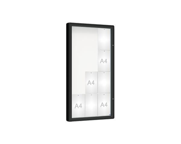 Schaukasten 2000 Farbe:RAL 9005|Verglasung:Securitglas|Abmessungen:12 A4 - B 750 x H 1350 mm