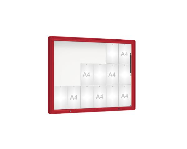 Schaukasten 2000 Farbe:RAL 3004|Verglasung:Securitglas|Abmessungen:18 A4 - B 1350 x H 1000 mm