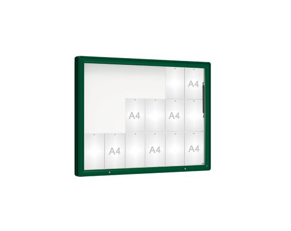 Schaukasten 2000 Farbe:RAL 6005|Verglasung:Securitglas|Abmessungen:18 A4 - B 1350 x H 1000 mm