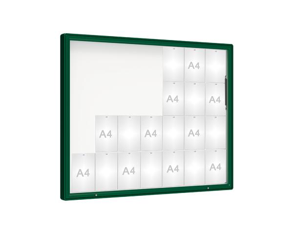 Schaukasten 2000 Farbe:RAL 6005|Verglasung:Securitglas|Abmessungen:28 A4 - B 1710 x H 1350 mm