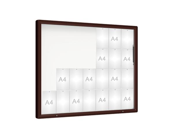 Schaukasten 2000 Farbe:RAL 8017|Verglasung:Securitglas|Abmessungen:28 A4 - B 1710 x H 1350 mm
