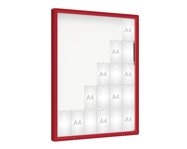 Schaukasten 2000 Farbe:RAL 3004|Verglasung:Securitglas|Abmessungen:30 A4 - B 1350 x H 1710 mm