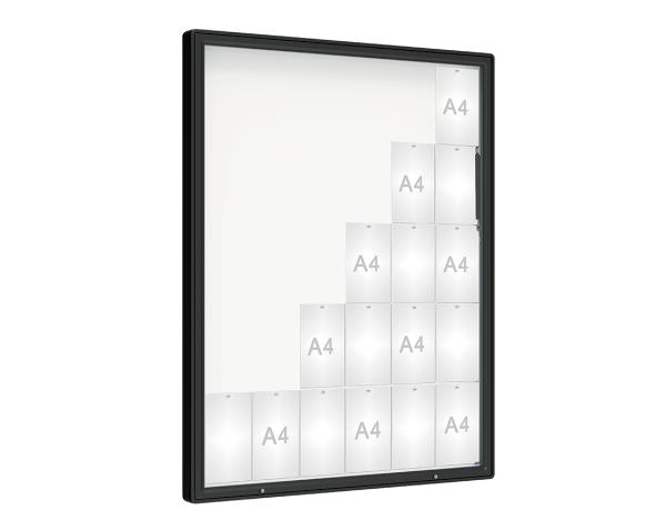 Schaukasten 2000 Farbe:RAL 9005|Verglasung:Securitglas|Abmessungen:30 A4 - B 1350 x H 1710 mm