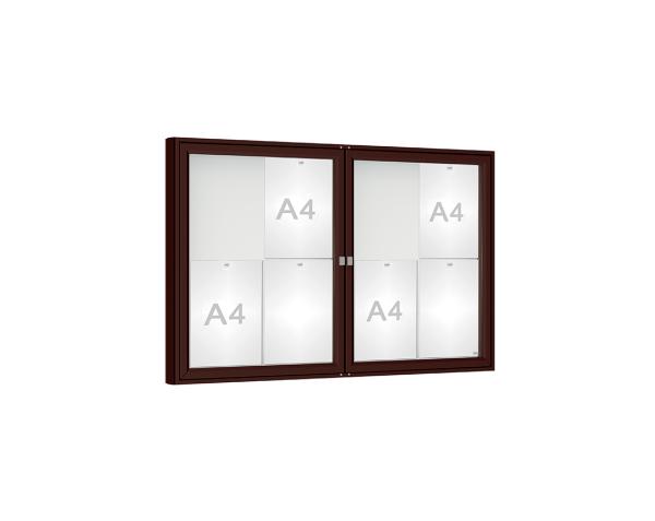 Schaukasten 1000 Farbe:RAL 8017|Verglasung:Plexichocs|Abmessungen:8 A4 - B 1200 x H 750 mm