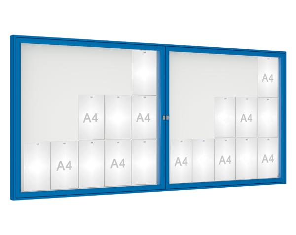 Schaukasten 1000 Farbe:RAL 5010|Verglasung:Plexichocs|Abmessungen:30 A4 - B 2250 x H 1050 mm