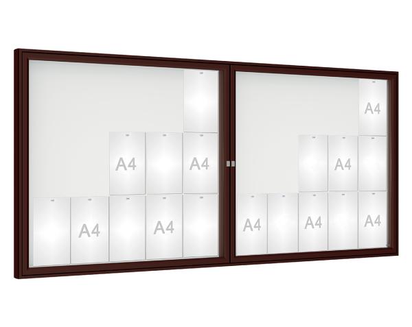 Schaukasten 1000 Farbe:RAL 8017|Verglasung:Plexichocs|Abmessungen:30 A4 - B 2250 x H 1050 mm