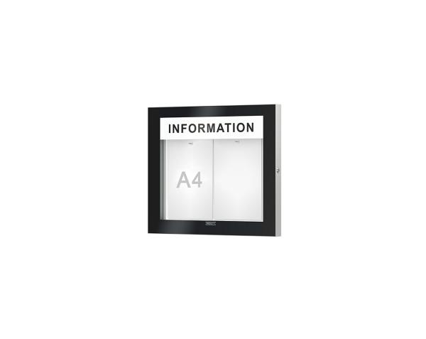 Schaukasten Edge Bautiefen 54 mm Titelleisten:Mit Titelleiste|Abmessungen:2 A4 - B 530 x H 465 mm