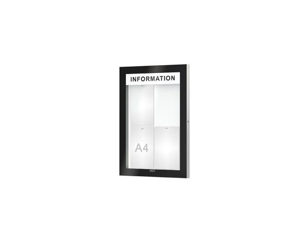 Schaukasten Edge Bautiefen 54 mm Titelleisten:Mit Titelleiste|Abmessungen:4 A4 - B 530 x H 760 mm