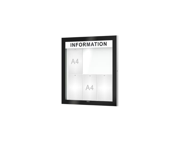 Schaukasten Edge Bautiefen 54 mm Titelleisten:Mit Titelleiste|Abmessungen:6 A4 - B 740 x H 800 mm