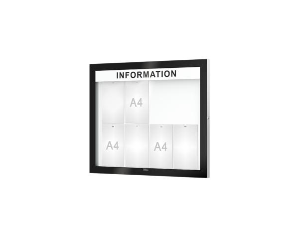Schaukasten Edge Bautiefen 54 mm Titelleisten:Mit Titelleiste|Abmessungen:8 A4 - B 950 x H 800 mm