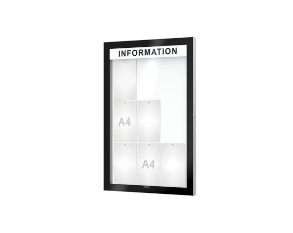 Schaukasten Edge Bautiefen 54 mm Titelleisten:Mit Titelleiste|Abmessungen:9 A4 - B 740 x H 1100 mm