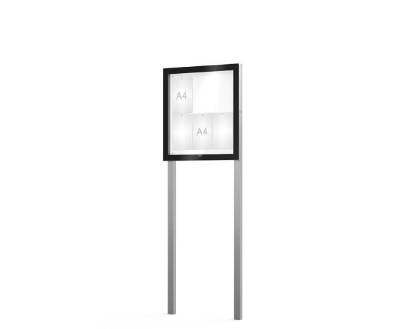 Schaukasten Edge Bautiefen 54 mm mit Pfosten Titelleisten:Ohne Titelleiste|Abmessungen:6 A4 - B 740 x H 800 mm