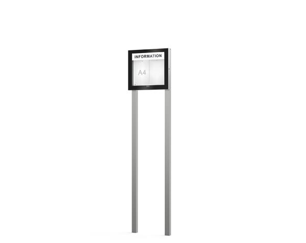 Schaukasten Edge Bautiefen 54 mm mit Pfosten Titelleisten:Mit Titelleiste|Abmessungen:2 A4 - B 530 x H 465 mm