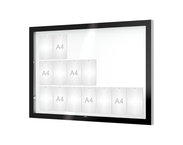 Schaukasten Edge Bautiefen 80 mm Titelleisten:Ohne Titelleiste|Abmessungen:21 A4 - B 1600 x H 1120 mm